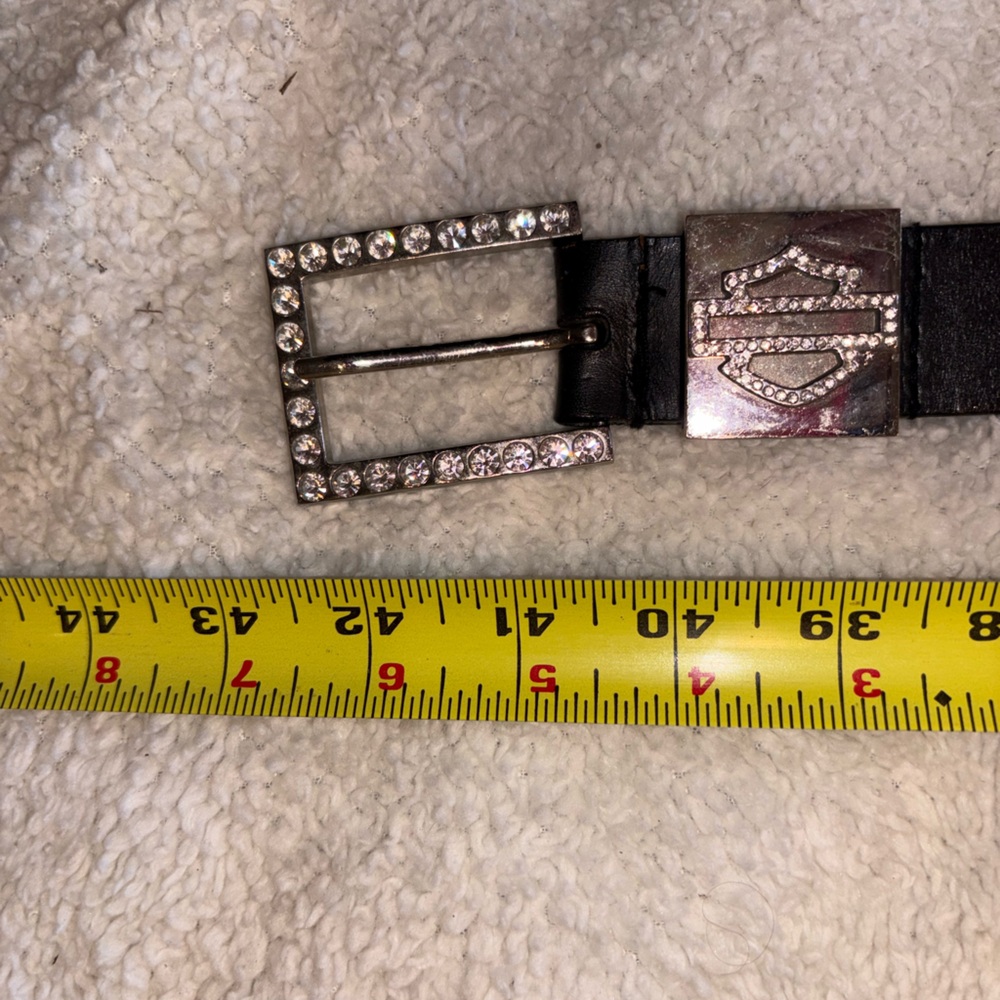 Harley-Davidson Black Belt with Silver Rhinestone Buckle